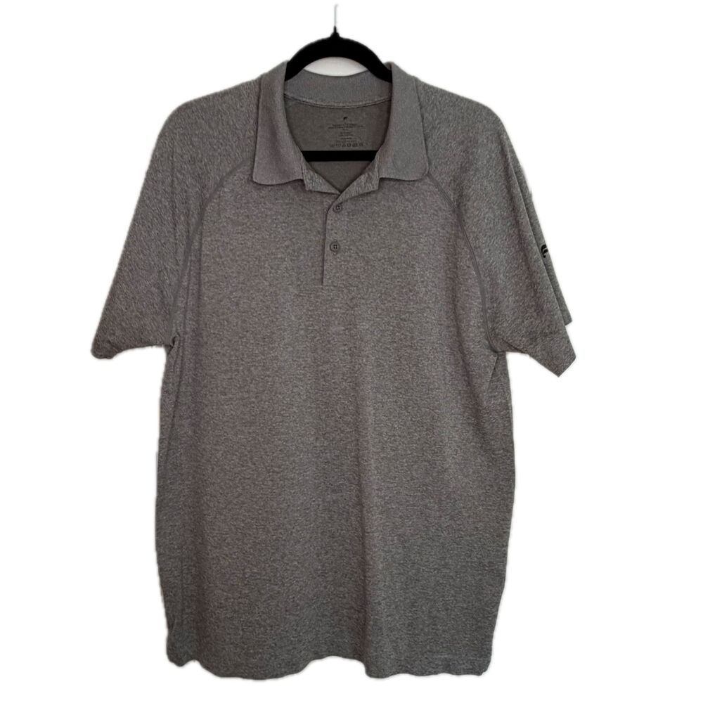 Fabletics Gray Men's Large Breathable 4-Way Stretch Polo Collared Golf Shirt